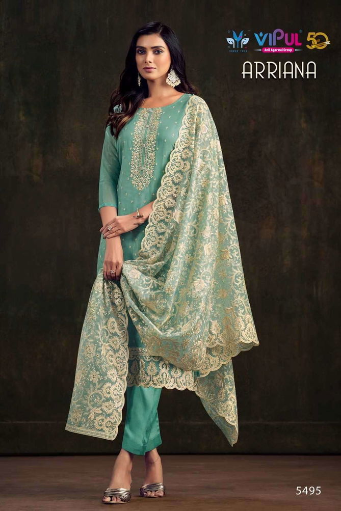 Arriana By Vipul Embroidery Organza Designer Salwar Suits Wholesale Clothing Suppliers In India